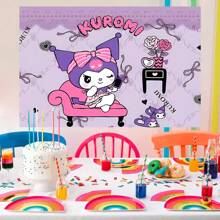 Sanrio 1 Pezzo Di Sfondo Decorativo Per Festa Di Compleanno A Tema cartoni animati Kuromi Viola Di Sanrio, Decorazioni Per Doccia, Decorazioni Per Camera Da Letto, Telo Da Parete, Sfondi Fotografici, Dimensioni 210 x 150 x 100 cm / 100 x 75 cm