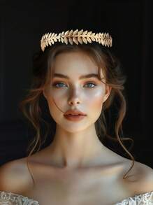1 件皇冠花环罗马皇帝皇冠金叶头饰化妆舞会配饰凯撒头饰