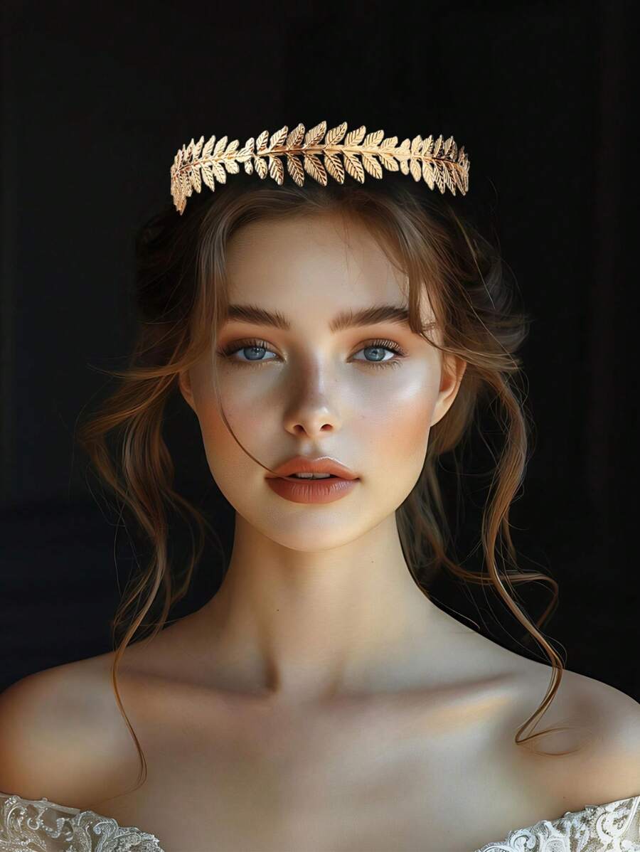 1 件皇冠花环罗马皇帝皇冠金叶头饰化妆舞会配饰凯撒头饰