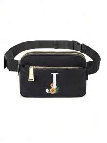 Daisy Flowers With White Letters Chest Bag, Suspender Bag, Sports And Fitness Bag, White Initial Letter A To Z Pattern Design Wallet Women'S Bag Shoulder Bag, Fanny Bag Coin Bag Small Bag Bag Outdoor Chest Bag Mobile Phone Storage Multifunctional Yoga Pocket Waist Bag, Waterproof Sports Adjustable Shoulder Bag, Suitable For Exercise, Running, Traveling, Hiking, And The First Day Of School Preppy Bum Bag, Keeping You Fashionable And Orderly