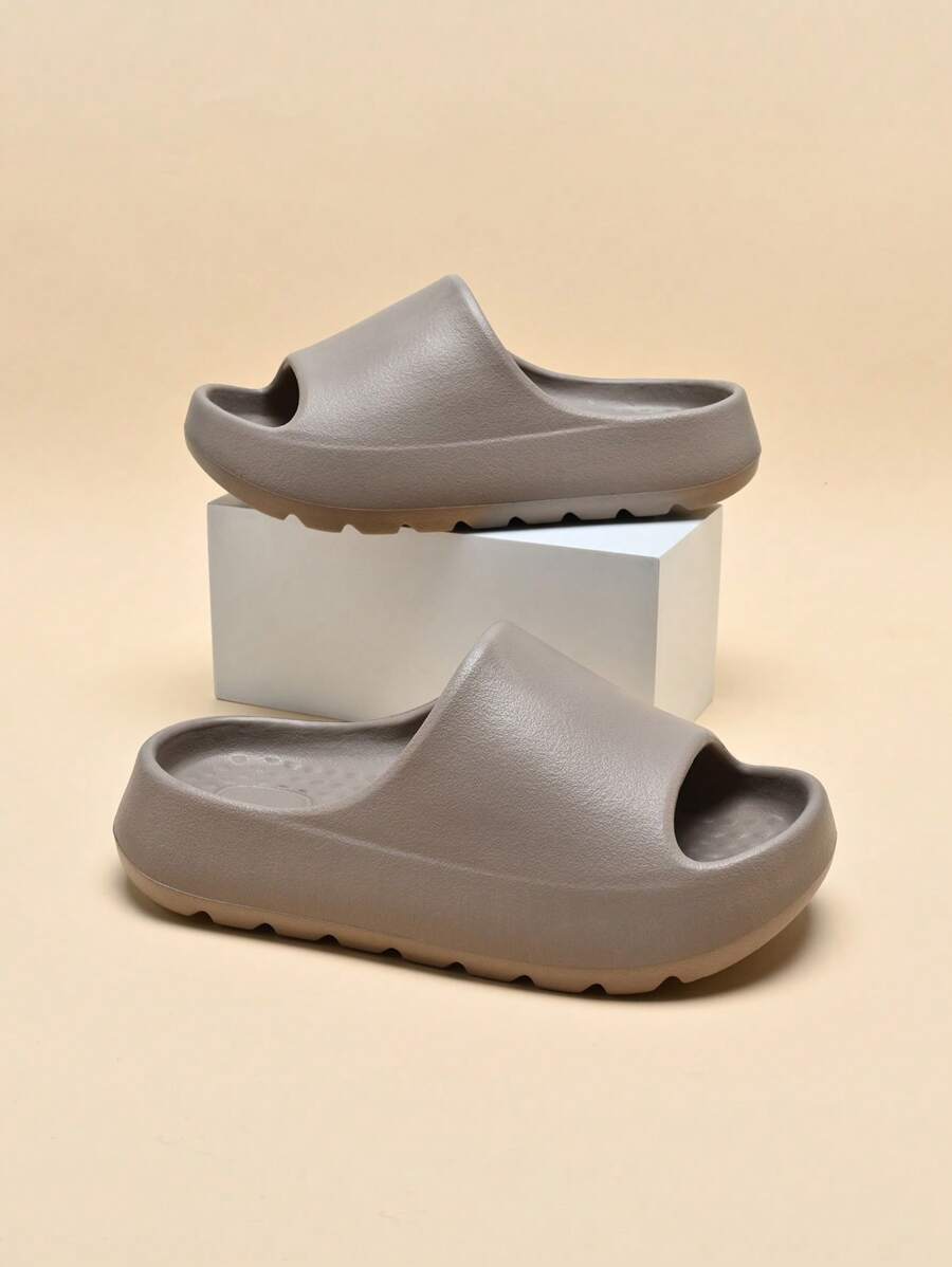 儿童泡沫拖鞋轻便防滑软底中童室内外凉鞋速干简约纯色男童女童沙滩拖鞋 - 卡其色 - 查看 1