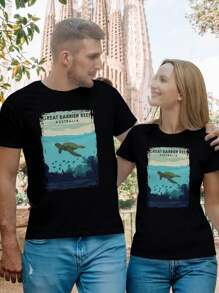 Valentine's Day T-Shirt Great Barrier Reef Australia Queensland - Vintage Travel Poster Design. Save The Ocean Coral Reef Animals. Women's T-Shirt - Black - View 1