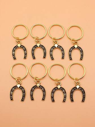 Set de 8 piezas de 23x18mm Encantos de herradura de caballo, colgante, llavero de alambre redondo de 20mm de diámetro exterior sin cadena, accesorios para automóvil, encanto para mochila, ideas de regalo de Navidad góticas lindas y Y2k para maestro, amigo, hermana