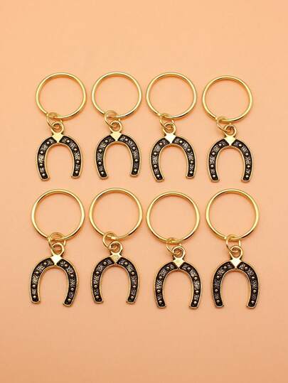8 قطعة/مجموعة 23x18 مم سحر حذاء الحصان قلادة سلسلة مفاتيح 20 مم قطر خارجي سلك دائري سلسلة مفاتيح بدون سلسلة ، إكسسوارات السيارة ، سحر الحقيبة ، حقيبة الظهر للمدرسة ، هدايا عيد الميلاد الكيوت جوث Y2K ، حامل بطاقة الهوية مع سلسلة الحقيبة ، إكسسوارات السيارة ، سحر الحقيبة