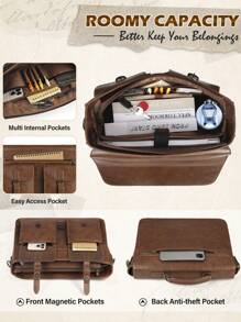 NEWHEY 男士斜挎包 15.6 英寸皮革复古笔记本电脑公文包大号笔记本电脑包防水挎包电脑单肩包适合办公室工作旅行学院 - 彩色 - 查看 3