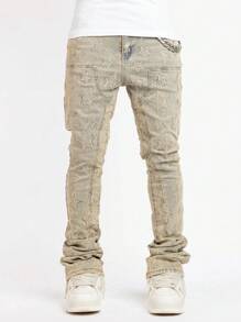 Jeans rectos informales con bolsillos para hombre