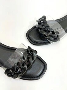 REVREAL Stylish Black Slide Sandals - Black - View 3
