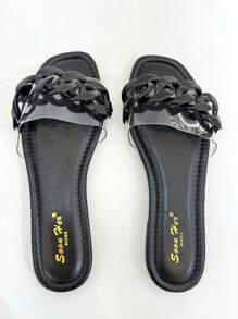 REVREAL Stylish Black Slide Sandals - Black - View 5
