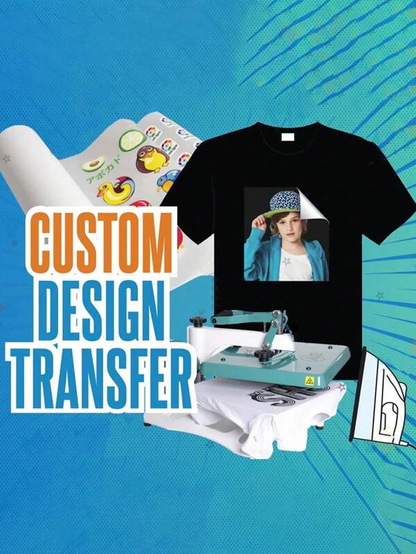 Impressões personalizadas transferências de calor, transferência de calor para camisetas prontas para impressão, DTF Iron On personalizado, folhas de transferência de impressão de calor de logotipo personalizado