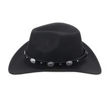 Cowgirl Hats For Women Men Retro Classic Cowgirl Hats Wide Brim Sun Hats With Leather Band - màu đen - Xem 4