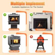 Wood Stove Gasket, 7/8" Wood Stove Door Gasket Kit, Gasket Rope Replacement For Stove Or Fireplace Doors, Grey Color Fiberglass Gasket