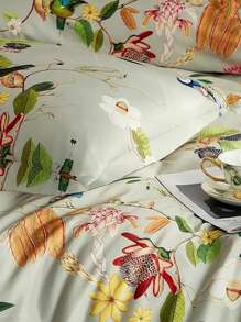 Vclife Vintage Floral Comforter Set Four Sizes, All Seasons Muslin Cotton Bedding Set, 3 Pieces Farmhouse Shabby Chic Jacquard Floral Comforter Set Perfect For Women And Men - 化纖印花被子-美式花鳥 - 查看 5
