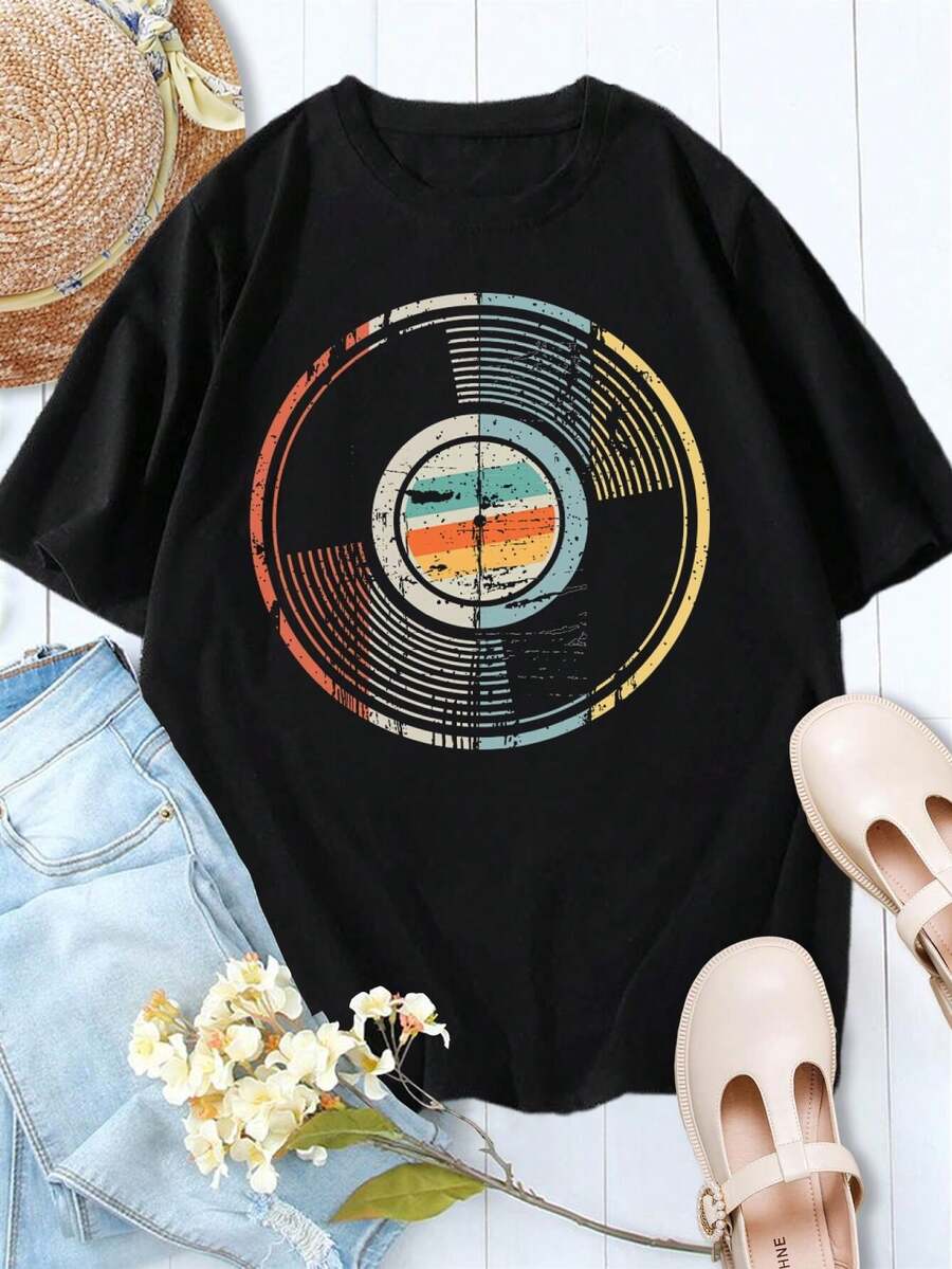 Valentine's Day 80s 90s Vintage Retro Analog Record T-Shirt For Ladies - Popular Gift