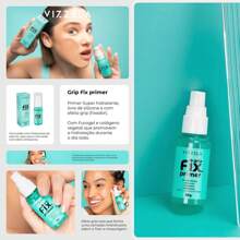 Grip Fix Primer Vizzela 30g - Hidratante Fixador Maquiagem - Transparente - Visão 9