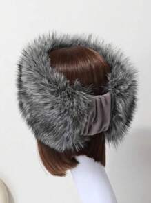 女士四合一套装：毛绒渔夫帽、臂套、腕带 - 纯色，保暖防风，适合冬季户外活动，休闲、优雅、复古街头风冬季配饰，冬季穿搭，情人节礼物