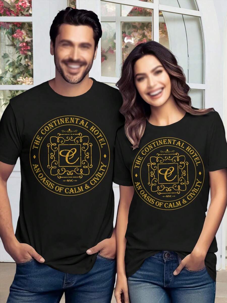 Valentine's Day John Wick Continental Hotel T-Shirt For Women Baba Yaga Keanu Reeves Movie Quotes - 黑色 - 查看 1