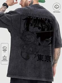 Japanese Dragon Oriental Japanese Anime Cartoon T-Shirt Geek Style Otaku Otome Nerd Unisex T-Shirt Men Women 100% Cotton Top Premium Streetwear New Arrival Various Colors!! Plus Size - màu đen - Xem 2