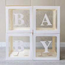 Boîtes à ballons transparentes avec 30 lettres - Décorations de douche pour 1er anniversaire, shower de mariée, décoration de fête de révélation de genre - Boîte cadeau de faveurs réutilisables