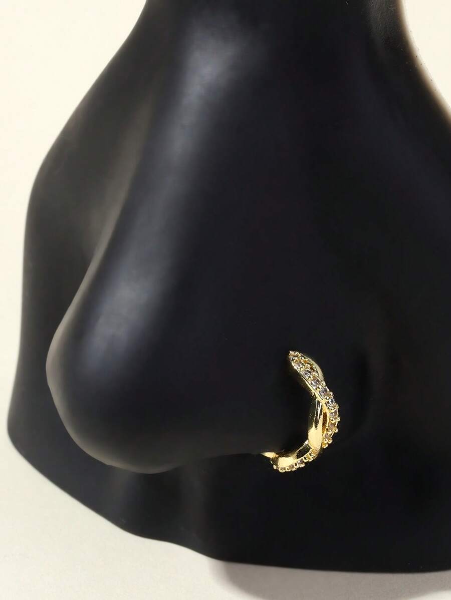 Women's Cubic Zirconia Fake Nose Ring Copper Circular Cartilage Ear Clip Nose Piercing Body Jewelry