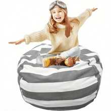Kids Bean Bag 25 Inch Kids Bean Bags Large Stuffed Animal Toy Clothes Quilts Storage Bean Bags Kids Soft Seat Cover For Kids Toddlers Teens And Adults Gray - Grey - View 3