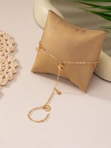 1pc New Arrival Fashionable Minimalist Personalized Star Shape Finger Chain Bracelet, High-End Alloy, Popular EU & US Crossborder Jewelry For Women