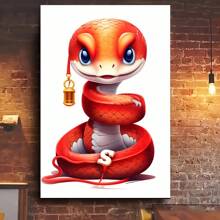 New Year Home Decoration Poster, Snake Year Decorative Hanging Painting, 1 PC Keyword Wooden Framed Canvas Painting - Thickness 2. 25cm/0. 9inch, Home Gift Decoration Room Decoration Aesthetic Wall Decoration Art Perfect Gift Autumn And Winter Wall Decoration Living Room Decoration Bedroom Decoration Kitchen Decoration Entry Decoration Bathroom Decoration Direct Wall Painting High Quality Wall Painting Poster