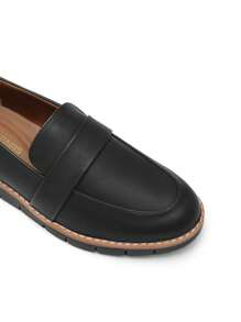 Women Loafers Arch Support Slip-On Round Toe Wedge Heel Loafers Classic Style Comfortable Business Casual Work Daily Shoes - 黑色/PU - 查看 8