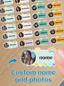 56 adesivos personalizados com nome e foto, marcadores personalizados para itens especiais, artigos de papelaria, garrafas de água, talheres e livros podem ser anexados, materiais de escritório, materiais escolares, materiais domésticos personalizados, presentes ideais exclusivos para ele e ela, família, amigos, filho, filha, estudantes, trabalhadores para aniversários, para aniversários, para o Dia das Crianças, para formatura