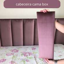 Headboard For Single Box Bed 60x20 Modular Kit 5 Upholstered Pieces - Purple - View 2