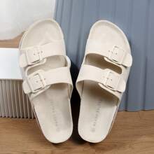 Mubberry Women's Casual Metal Buckle Platform Slippers Ladies Fashion Summer Outdoor Fashion Non-Slip Beach Sandals