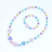 2 件/套儿童珠宝彩色亚克力心形手链项链套装 - 彩色 - 查看 5