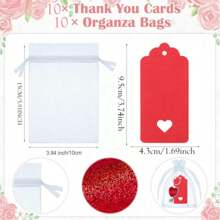 30Pcs(10Sets) Mother's Day Valentine's Day Heart Multi Function Bottle Opener Nail Clipper Couple Favors Love Greeting Cards White Organza Bags For Party Supplies Valentine Gift Souvenir Wife Husband Decor - Multicolor - View 4