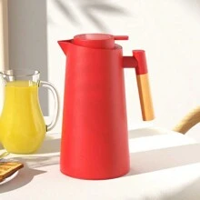Nordic Thermal Bottle 1L Coffee Tea Wooden Handle Luxury - 紅色 - 查看 4