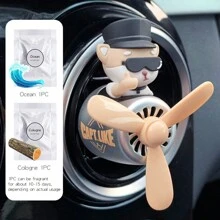 Wind Rotating Propeller Cool Fun Bear Pilot Car Air Fresheners Cartoon Dog Husky Vehicle Air-Conditioning Vent Clip Perfume Airplane Automotive Fragrance Diffuser Aromatherapy Ornaments Fan Aroma Pendant Windmill Outlet Interior Accsesories Decorations For Men Scent Flavor Fresh Smell Gifts Birthday Graduation