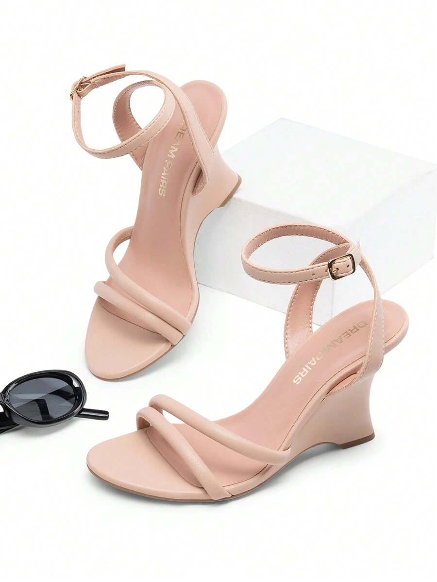 Women's Wedge Sandals Fashion Special-Shaped Ankle Strap High Heels Valentine's Day Summer Party Dance Shoes - 粉色 - 查看 1