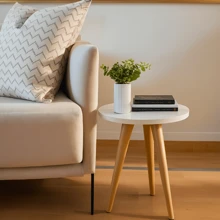 Mesinha De Centro Lateral Redonda Pé Palito Pequena Moderna Decorativa P/ Sofá Sala Quarto Cabeceira