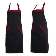 Halter Drawing Apron With Tow Pockets Unisex Hairdressing Salon Apron Adjustable Bib Polyester Waterproof Restaurant Uniform