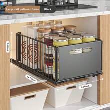 1/2pcs Heavy Duty Pull Out Closet Organizer, Kitchen Organization, Pull Out Drawers For Cabinets, Bathroom Under Sink Organizer And Storage, Bedroom Slide Out Drawers, Pantry - 2個ZWJ-2034-BK - 查看 2