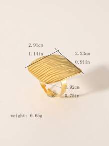 1 件 18K 镀金不锈钢几何花卉开口戒指，时尚简约欧美风格，适合女性日常和派对佩戴 - 金色 - 查看 9