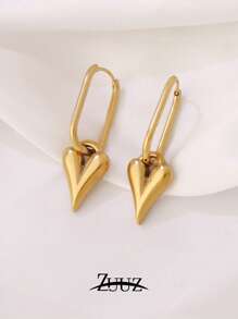 1 Đôi bông tai mặt dây chuyền hình trái tim bằng thép không gỉ kiểu cổ điển, trang sức đeo hàng ngày, quà tặng cho bạn gái, mẹ, chị gái. - Hoa tai - Xem 4