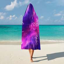 1 pièce Serviette de plage à capuche extra large, surdimensionnée, super absorbante, couverture de plage anti-sable, serviette de plage en fibre super fine, indispensable pour l'été, coupe-vent, écran solaire, plage, fête, séchage en voyage, camping, accessoires de plage, cadeau essentiel de vacances