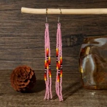 Handmade Bohemian Style Tassel Earrings With Colorful Bead Strings, Perfect Gift For Couples, Friends, Birthdays And Valentine's Day, Earrings Suitable For Everyday Wear,Mom,Mother,Mother's Day,Gift