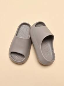 儿童泡沫拖鞋轻便防滑软底中童室内外凉鞋速干简约纯色男童女童沙滩拖鞋 - 卡其色 - 查看 3