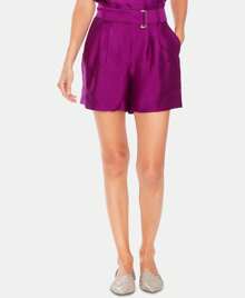 Vince Camuto Short con cintura de bolsa de papel de saten texturizado de - Magenta - Ver 1