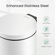 1.2 Gallons Small Trash Can With Lid, White Bathroom Garbage Can With Foot Pedal, Mini Round Wastebasket For Bathroom, Bedroom, Office, 4.5 Liters / 1.2 Gallons, White - White - View 3