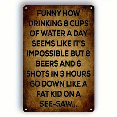 1pc Vintage " 8 Cups A Day Is Impossible" Quote Metal Sign, Funny Metal Poster ,2D Flat Printing Multipurpose Metal Decor With Pre-Drilled Holes For Easy Hanging, Room Decor,Home Decor,Kitchen Decor,Office Decor,Garden Decor,Outdoor Decor,Bedroom Decor, Living Room Decor, Cafe Decor, Restaurant Decor, Garage Decor, Bar Decor
