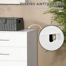 HOMCOM HOMCOM Cómoda con 4 Cajones Cómoda de Dormitorio de Madera con Patas Cómoda de Noche Moderno para Salón Oficina Entrada 112x38,2x81 cm Blanco