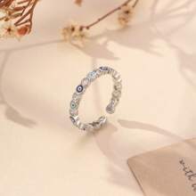 1 anel turco azul com mau-olhado aberto, elegante e exclusivo, adequado para homens e mulheres, joia chique para festa, presente para namorada/amante/dia das mães/Halloween - Multicolorido - Ver 19