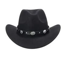 Cowgirl Hats For Women Men Retro Classic Cowgirl Hats Wide Brim Sun Hats With Leather Band - màu đen - Xem 2