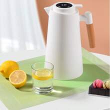 Nordic Thermal Bottle 1L Coffee Tea Wooden Handle Luxury - 白色 - 查看 1